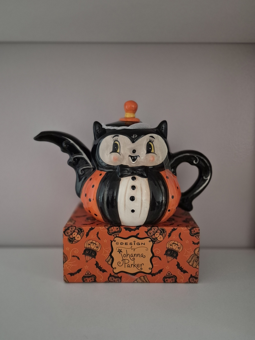 Johanna Parker Halloween Bat Pumpkin Teapot